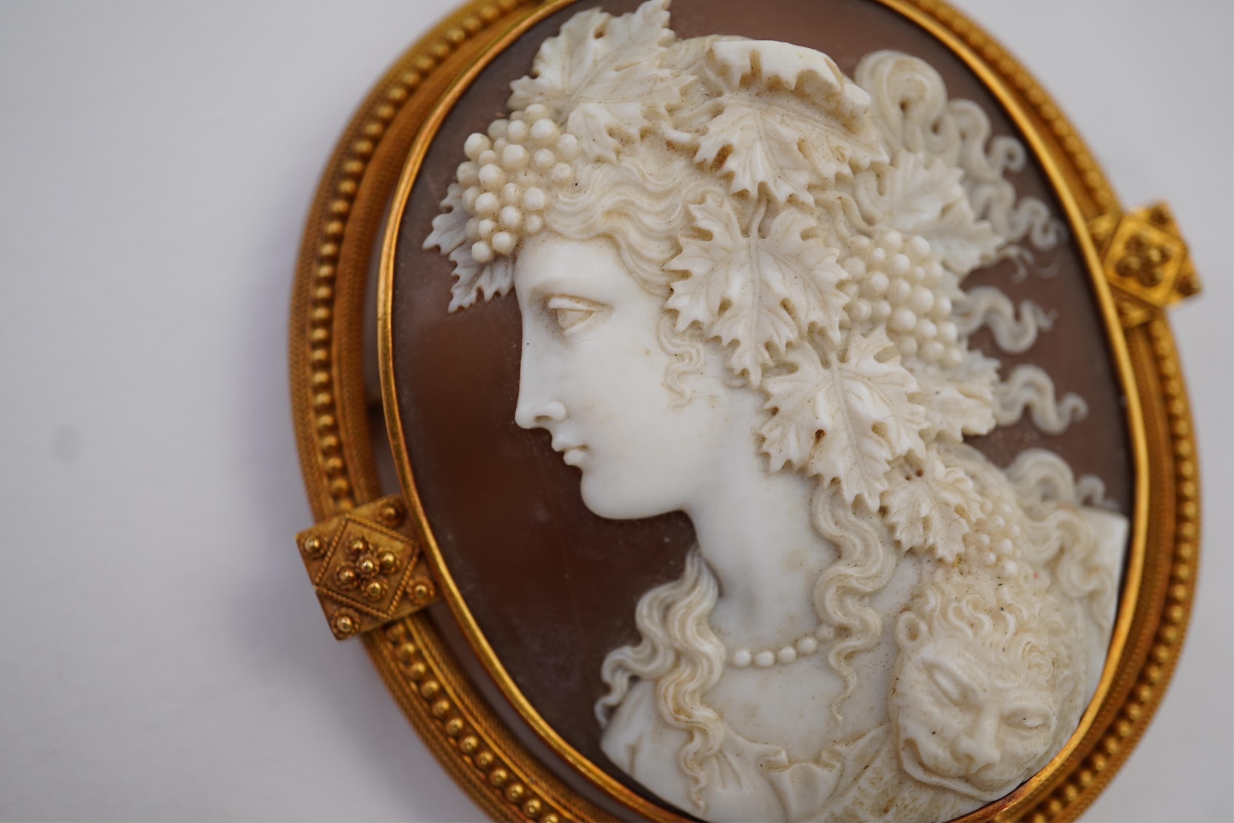 A carved shell cameo brooch, second half 19th century
